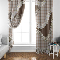 Brown Hawaii Tiare and Shell Lei Window Curtain Hawaiian Palaka Luxury Vibes LT14 - Polynesian Pride