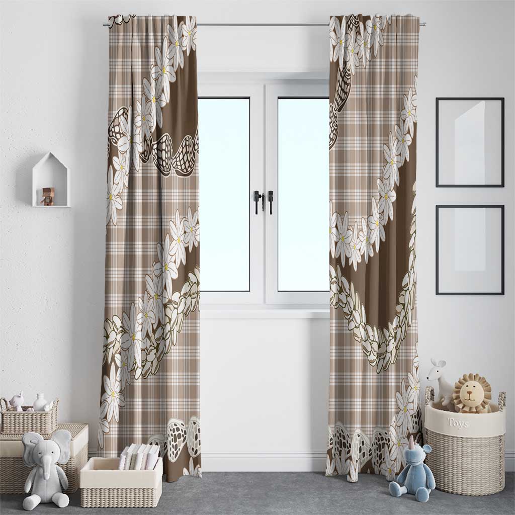 Brown Hawaii Tiare and Shell Lei Window Curtain Hawaiian Palaka Luxury Vibes LT14 - Polynesian Pride