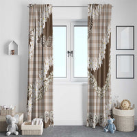 Brown Hawaii Tiare and Shell Lei Window Curtain Hawaiian Palaka Luxury Vibes LT14 - Polynesian Pride