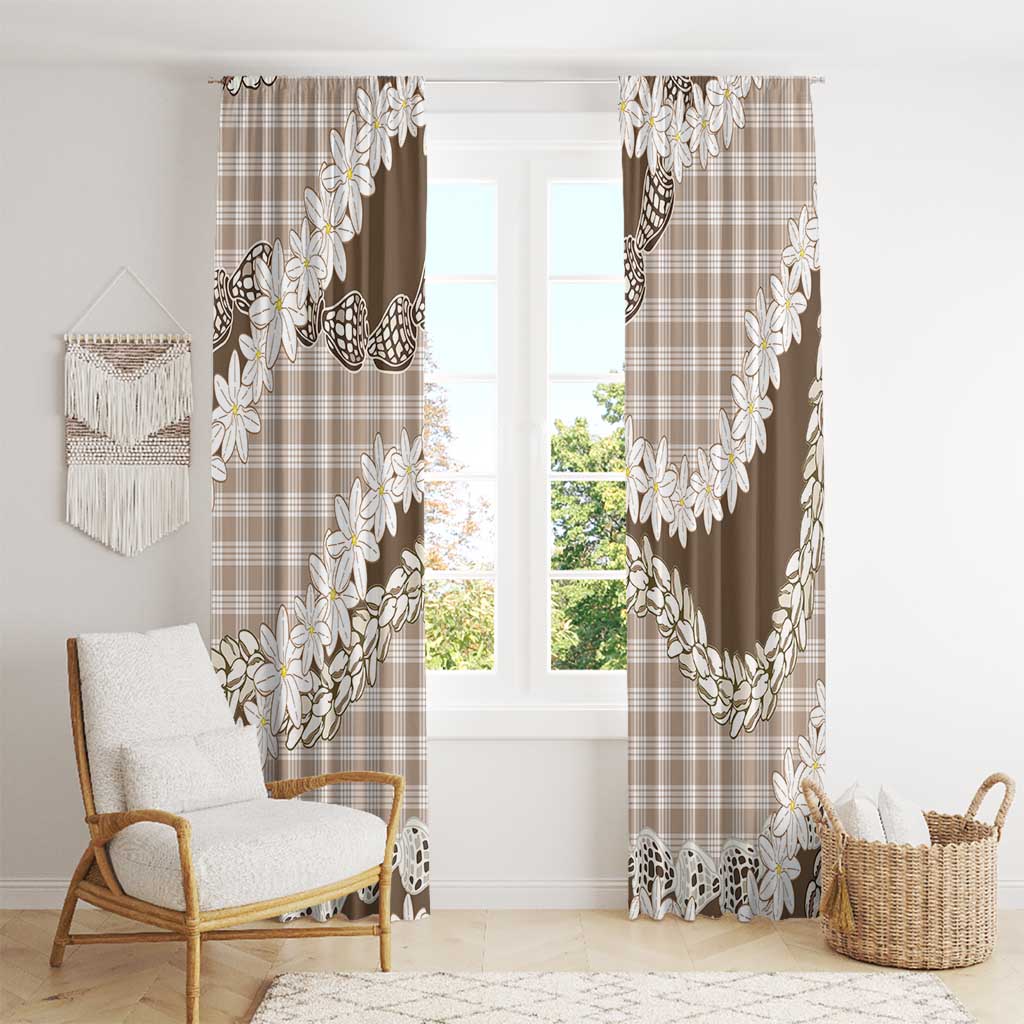 Brown Hawaii Tiare and Shell Lei Window Curtain Hawaiian Palaka Luxury Vibes LT14 - Polynesian Pride