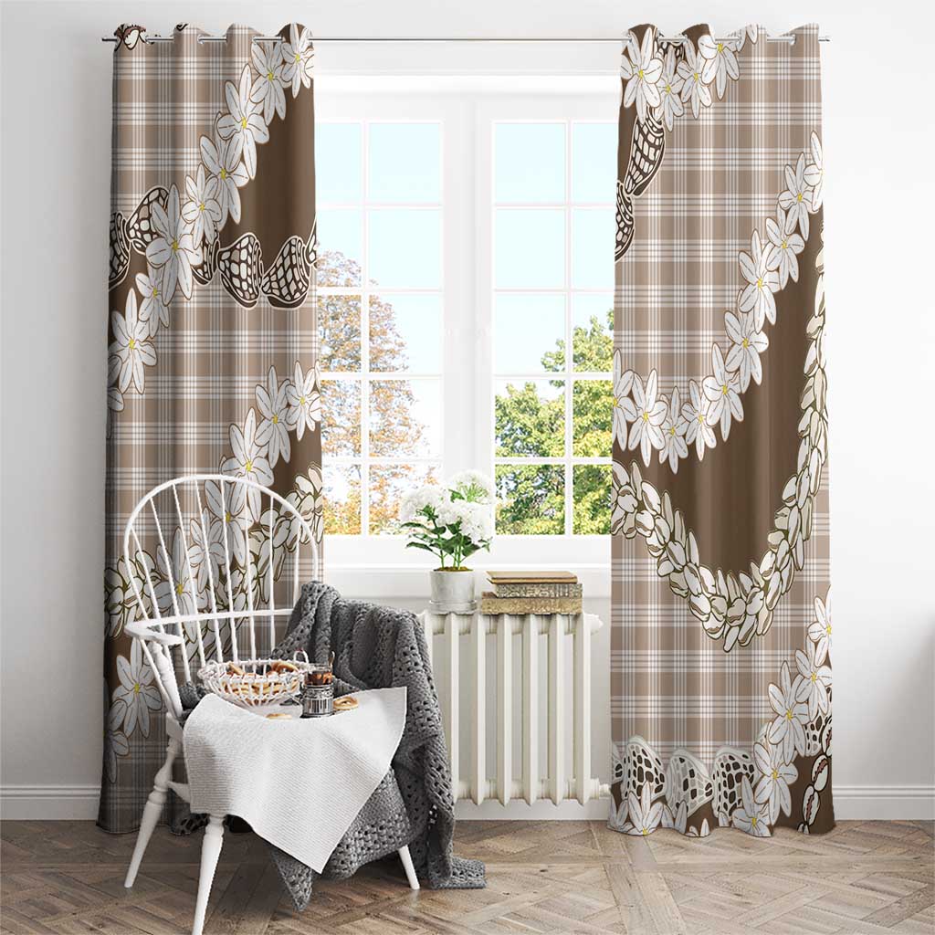 Brown Hawaii Tiare and Shell Lei Window Curtain Hawaiian Palaka Luxury Vibes LT14 - Polynesian Pride