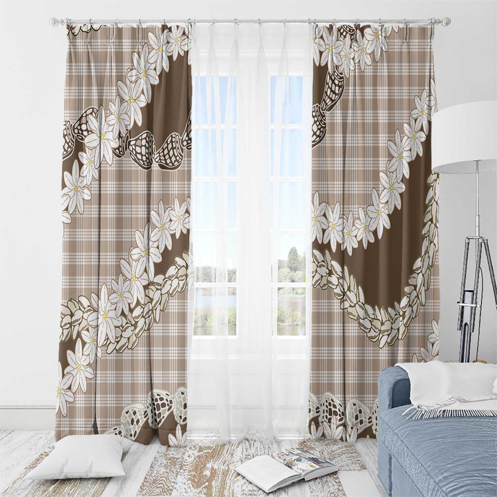 Brown Hawaii Tiare and Shell Lei Window Curtain Hawaiian Palaka Luxury Vibes LT14 - Polynesian Pride