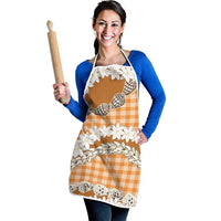 Orange Hawaii Tiare and Shell Lei Apron Hawaiian Palaka Luxury Vibes LT14 - Polynesian Pride