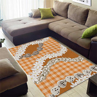Orange Hawaii Tiare and Shell Lei Area Rug Hawaiian Palaka Luxury Vibes LT14 - Polynesian Pride