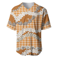 Orange Hawaii Tiare and Shell Lei Baseball Jersey Hawaiian Palaka Luxury Vibes LT14 Orange - Polynesian Pride