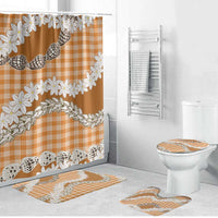 Orange Hawaii Tiare and Shell Lei Bathroom Set Hawaiian Palaka Luxury Vibes LT14 Bathroom Set (4 pcs) Orange - Polynesian Pride