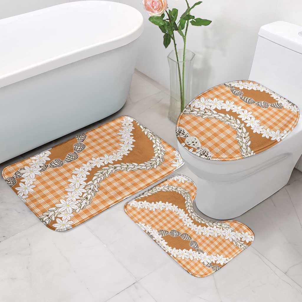 Orange Hawaii Tiare and Shell Lei Bathroom Set Hawaiian Palaka Luxury Vibes LT14 - Polynesian Pride