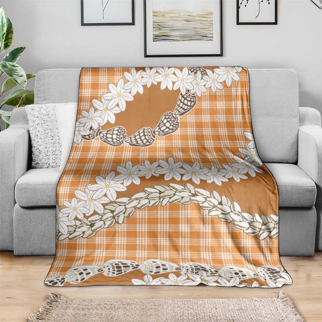 Orange Hawaii Tiare and Shell Lei Blanket Hawaiian Palaka Luxury Vibes LT14 - Polynesian Pride