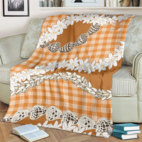 Orange Hawaii Tiare and Shell Lei Blanket Hawaiian Palaka Luxury Vibes LT14 - Polynesian Pride