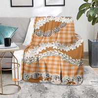 Orange Hawaii Tiare and Shell Lei Blanket Hawaiian Palaka Luxury Vibes LT14 - Polynesian Pride