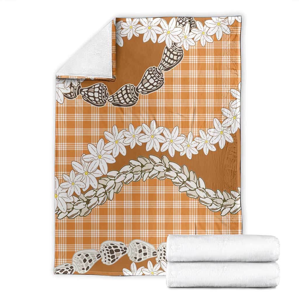 Orange Hawaii Tiare and Shell Lei Blanket Hawaiian Palaka Luxury Vibes LT14 - Polynesian Pride