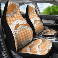 Orange Hawaii Tiare and Shell Lei Car Seat Cover Hawaiian Palaka Luxury Vibes LT14 - Polynesian Pride