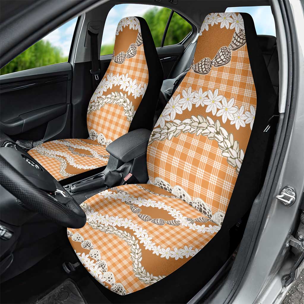 Orange Hawaii Tiare and Shell Lei Car Seat Cover Hawaiian Palaka Luxury Vibes LT14 - Polynesian Pride