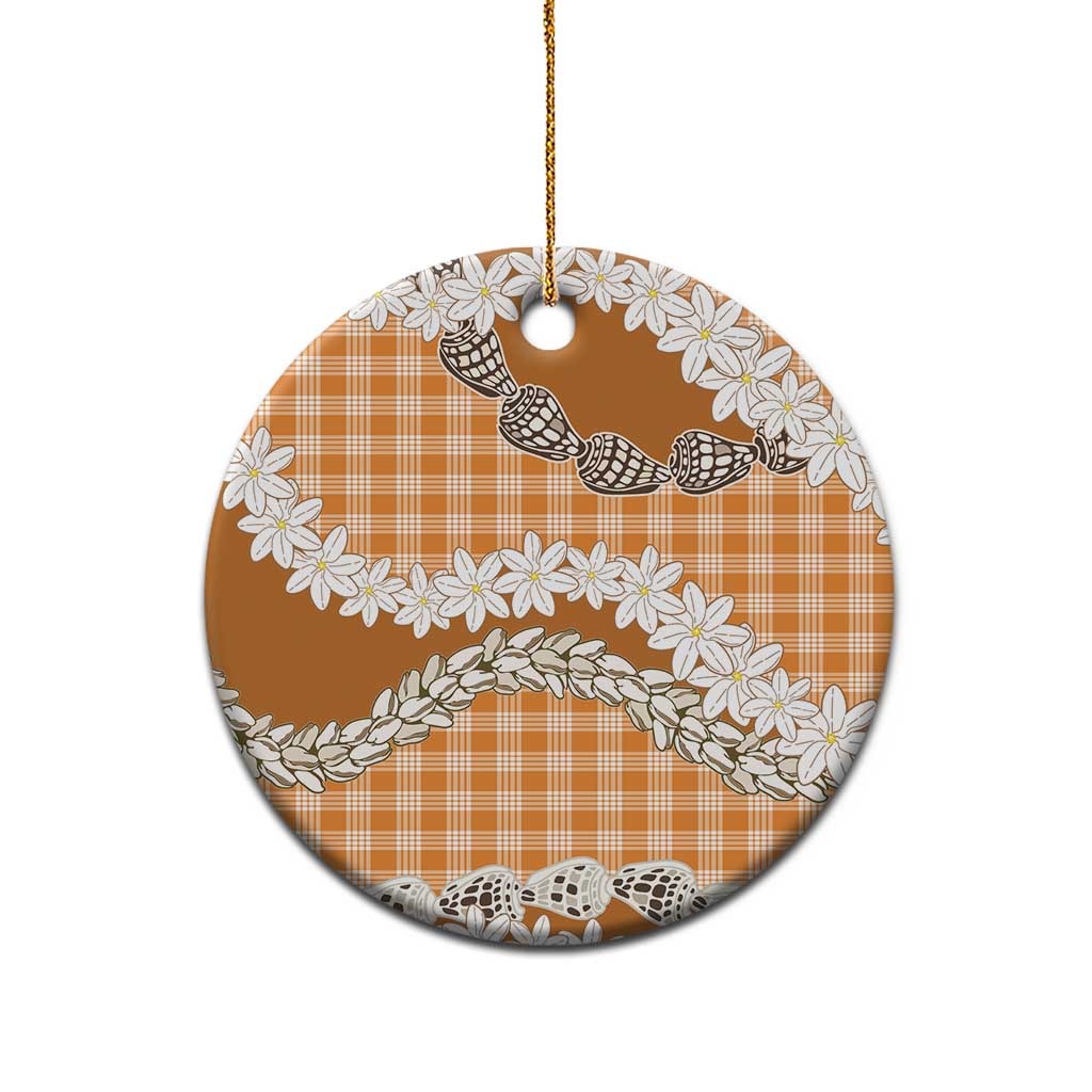 Orange Hawaii Tiare and Shell Lei Ceramic Ornament Hawaiian Palaka Luxury Vibes LT14 - Polynesian Pride
