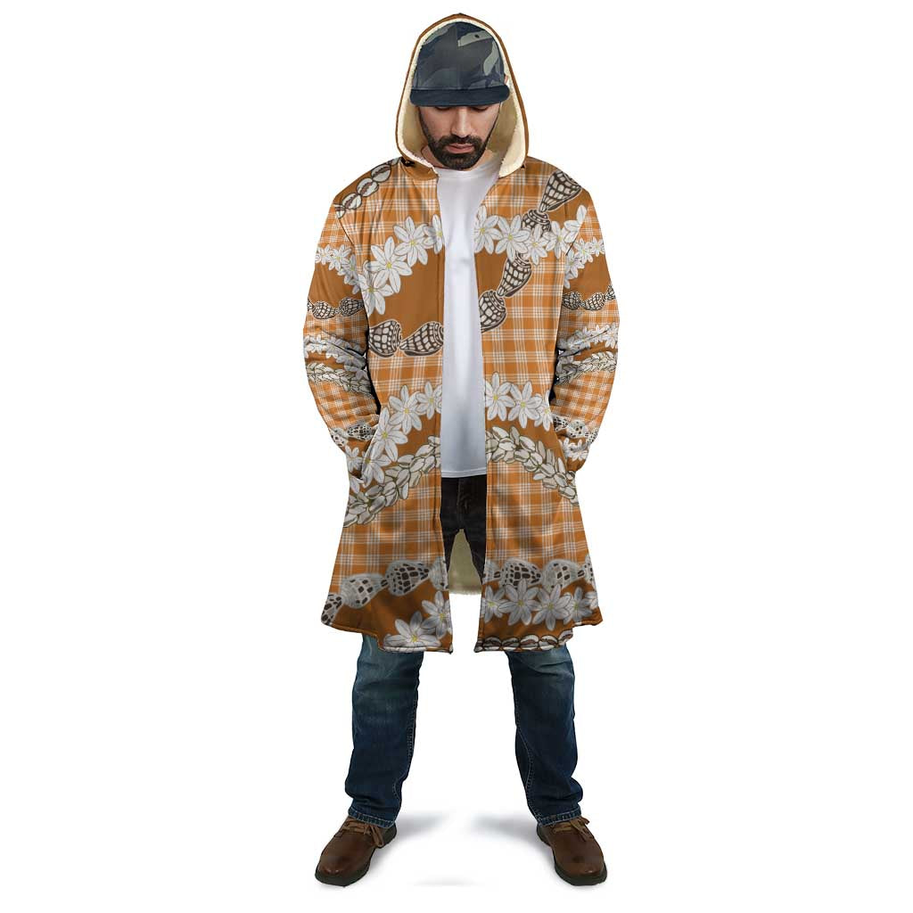 Orange Hawaii Tiare and Shell Lei Cloak Hawaiian Palaka Luxury Vibes LT14 - Polynesian Pride