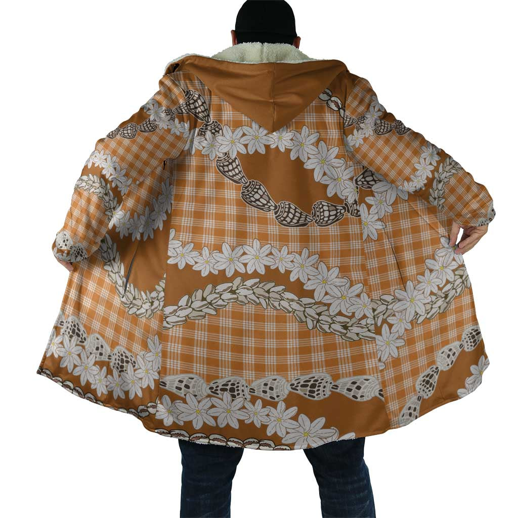 Orange Hawaii Tiare and Shell Lei Cloak Hawaiian Palaka Luxury Vibes LT14 - Polynesian Pride