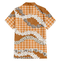 Orange Hawaii Tiare and Shell Lei Family Matching Long Sleeve Bodycon Dress and Hawaiian Shirt Hawaiian Palaka Luxury Vibes - Polynesian Pride
