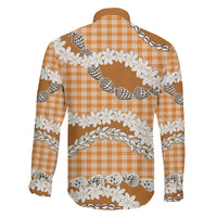 Orange Hawaii Tiare and Shell Lei Family Matching Off Shoulder Short Dress and Hawaiian Shirt Hawaiian Palaka Luxury Vibes - Polynesian Pride