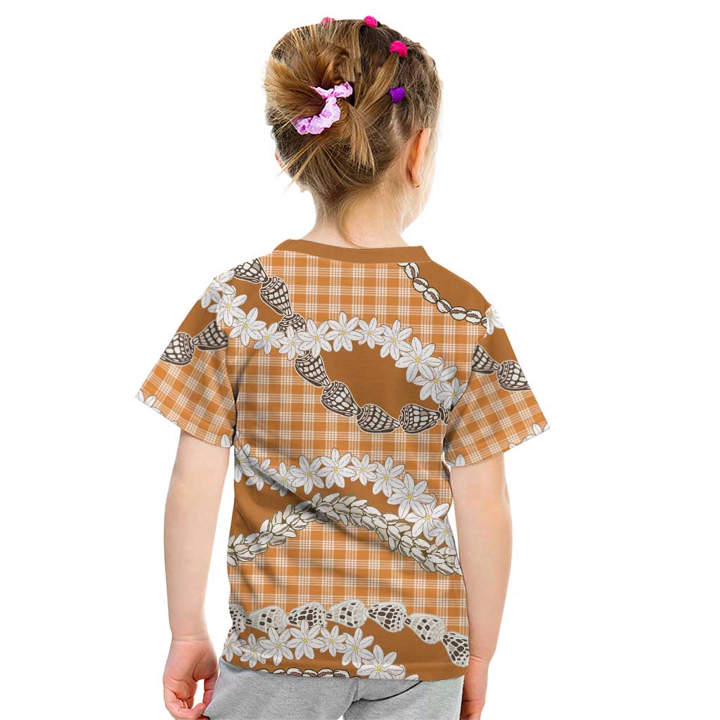 Orange Hawaii Tiare and Shell Lei Kid T Shirt Hawaiian Palaka Luxury Vibes - Polynesian Pride