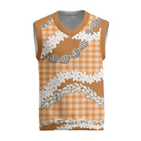 Orange Hawaii Tiare and Shell Lei Christmas Knitted V-Neck Vest Hawaiian Palaka Luxury Vibes LT14 Orange - Polynesian Pride