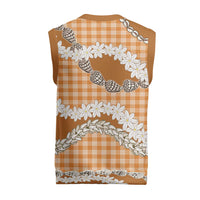 Orange Hawaii Tiare and Shell Lei Christmas Knitted V-Neck Vest Hawaiian Palaka Luxury Vibes LT14 - Polynesian Pride