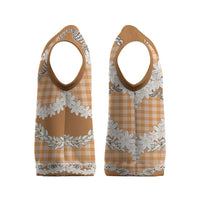 Orange Hawaii Tiare and Shell Lei Christmas Knitted V-Neck Vest Hawaiian Palaka Luxury Vibes LT14 - Polynesian Pride