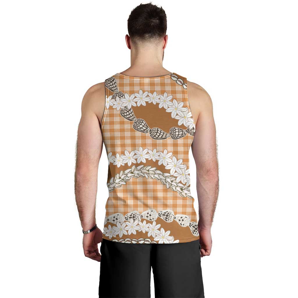 Orange Hawaii Tiare and Shell Lei Men Tank Top Hawaiian Palaka Luxury Vibes - Polynesian Pride
