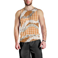 Orange Hawaii Tiare and Shell Lei Men Tank Top Hawaiian Palaka Luxury Vibes - Polynesian Pride