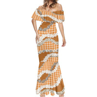 Orange Hawaii Tiare and Shell Lei Mermaid Dress Hawaiian Palaka Luxury Vibes LT14 - Polynesian Pride
