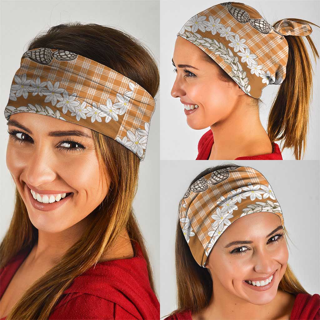 Orange Hawaii Tiare and Shell Lei Neck Gaiter Hawaiian Palaka Luxury Vibes - Polynesian Pride