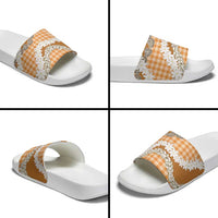 Orange Hawaii Tiare and Shell Lei Slide Sandals Hawaiian Palaka Luxury Vibes LT14 - Polynesian Pride