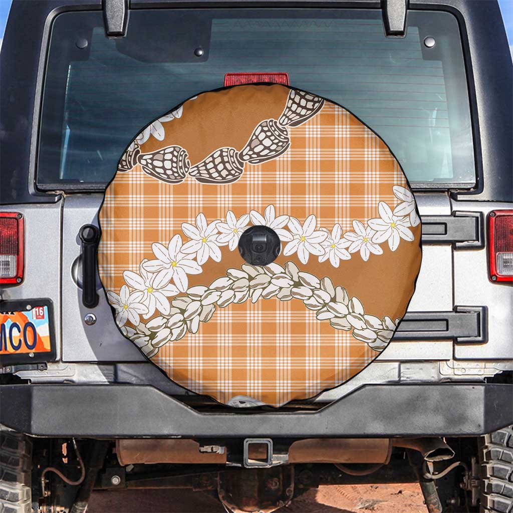 Orange Hawaii Tiare and Shell Lei Spare Tire Cover Hawaiian Palaka Luxury Vibes LT14 Orange - Polynesian Pride