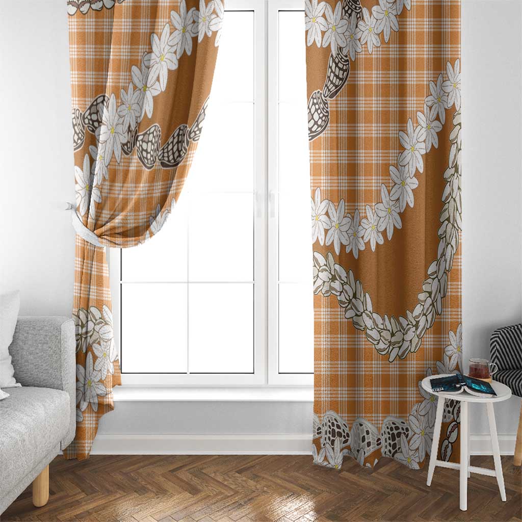 Orange Hawaii Tiare and Shell Lei Window Curtain Hawaiian Palaka Luxury Vibes LT14 - Polynesian Pride