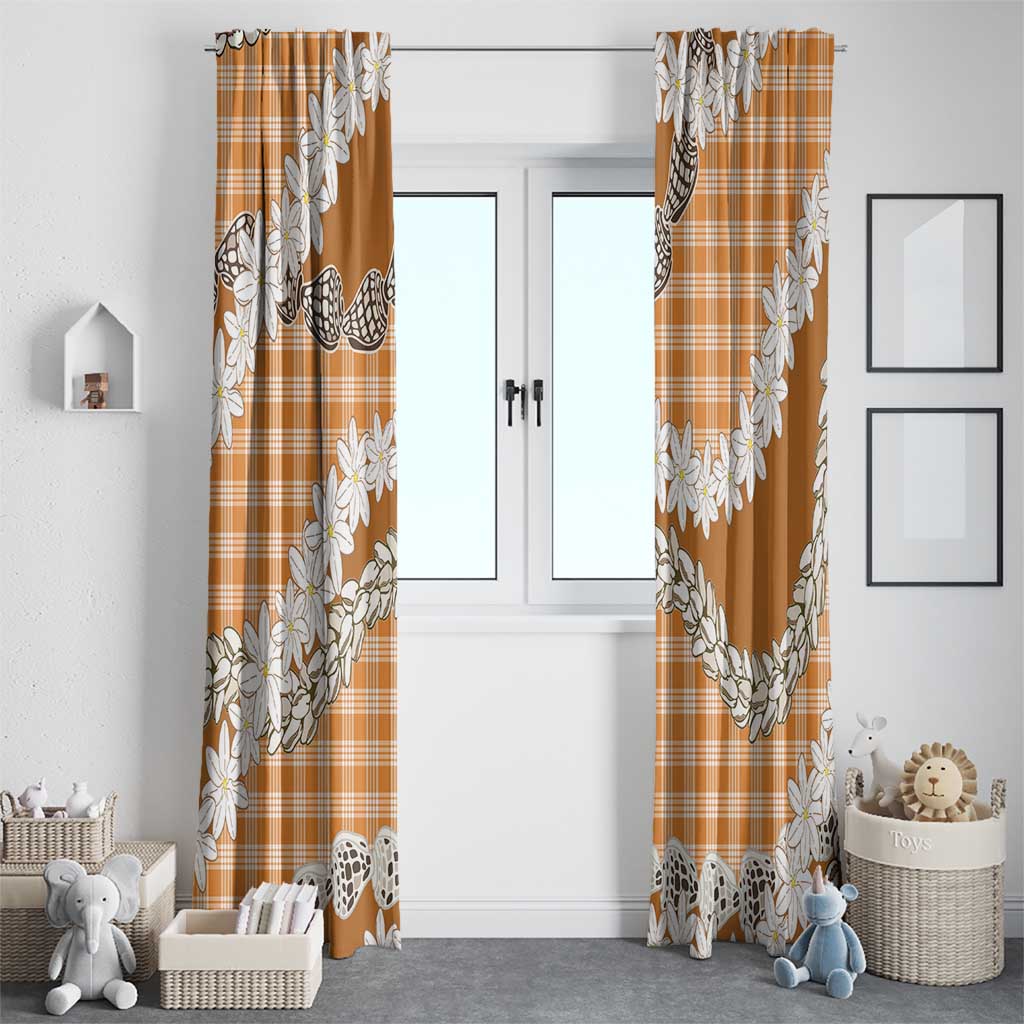 Orange Hawaii Tiare and Shell Lei Window Curtain Hawaiian Palaka Luxury Vibes LT14 - Polynesian Pride