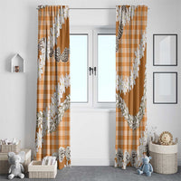 Orange Hawaii Tiare and Shell Lei Window Curtain Hawaiian Palaka Luxury Vibes LT14 - Polynesian Pride
