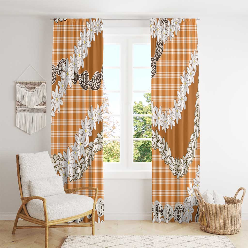 Orange Hawaii Tiare and Shell Lei Window Curtain Hawaiian Palaka Luxury Vibes LT14 - Polynesian Pride