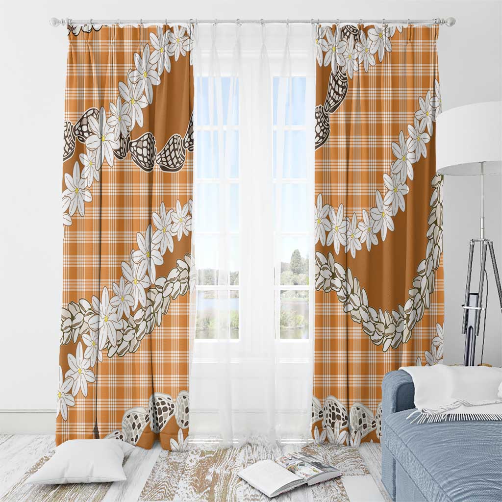 Orange Hawaii Tiare and Shell Lei Window Curtain Hawaiian Palaka Luxury Vibes LT14 - Polynesian Pride
