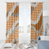 Orange Hawaii Tiare and Shell Lei Window Curtain Hawaiian Palaka Luxury Vibes LT14 - Polynesian Pride