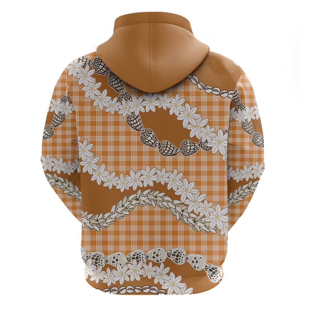 Orange Hawaii Tiare and Shell Lei Zip Hoodie Hawaiian Palaka Luxury Vibes - Polynesian Pride