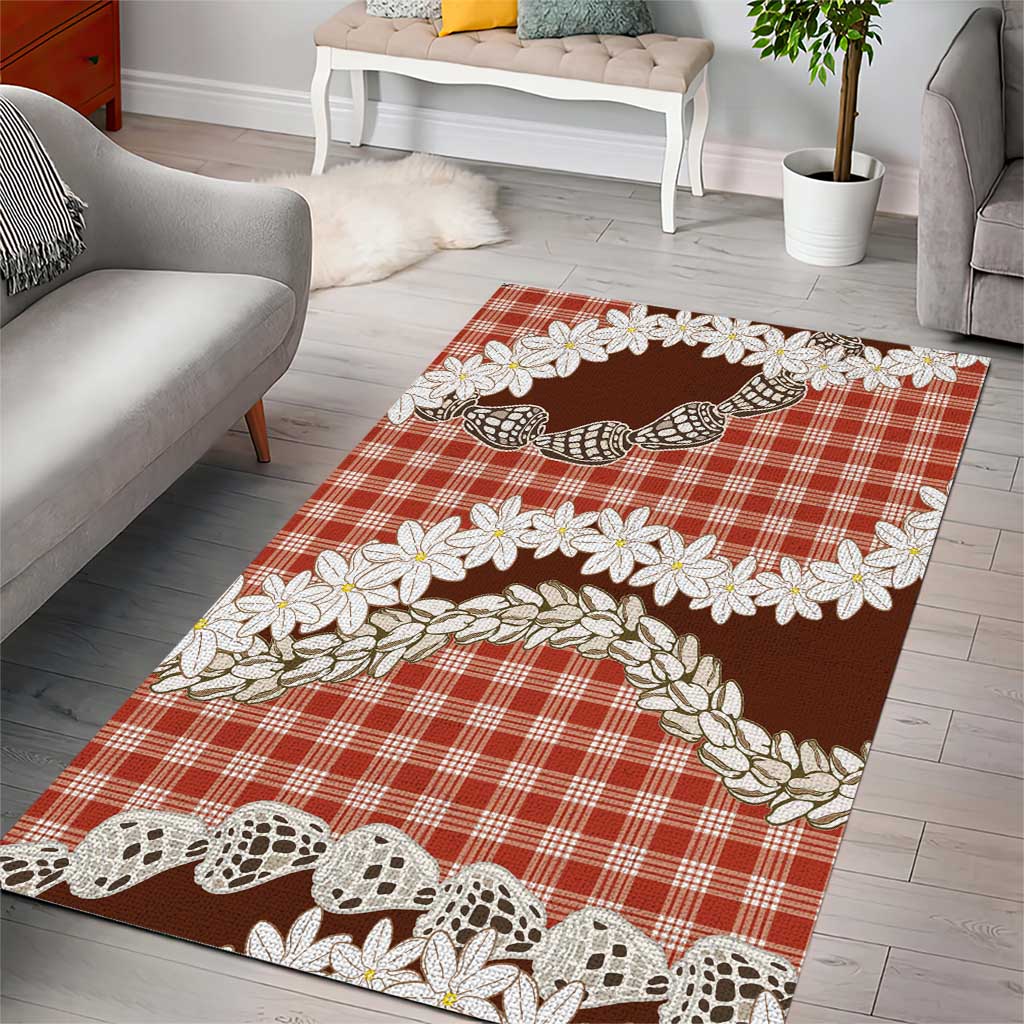 Red Hawaii Tiare and Shell Lei Area Rug Hawaiian Palaka Luxury Vibes LT14 - Polynesian Pride