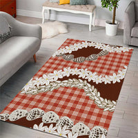 Red Hawaii Tiare and Shell Lei Area Rug Hawaiian Palaka Luxury Vibes LT14 - Polynesian Pride