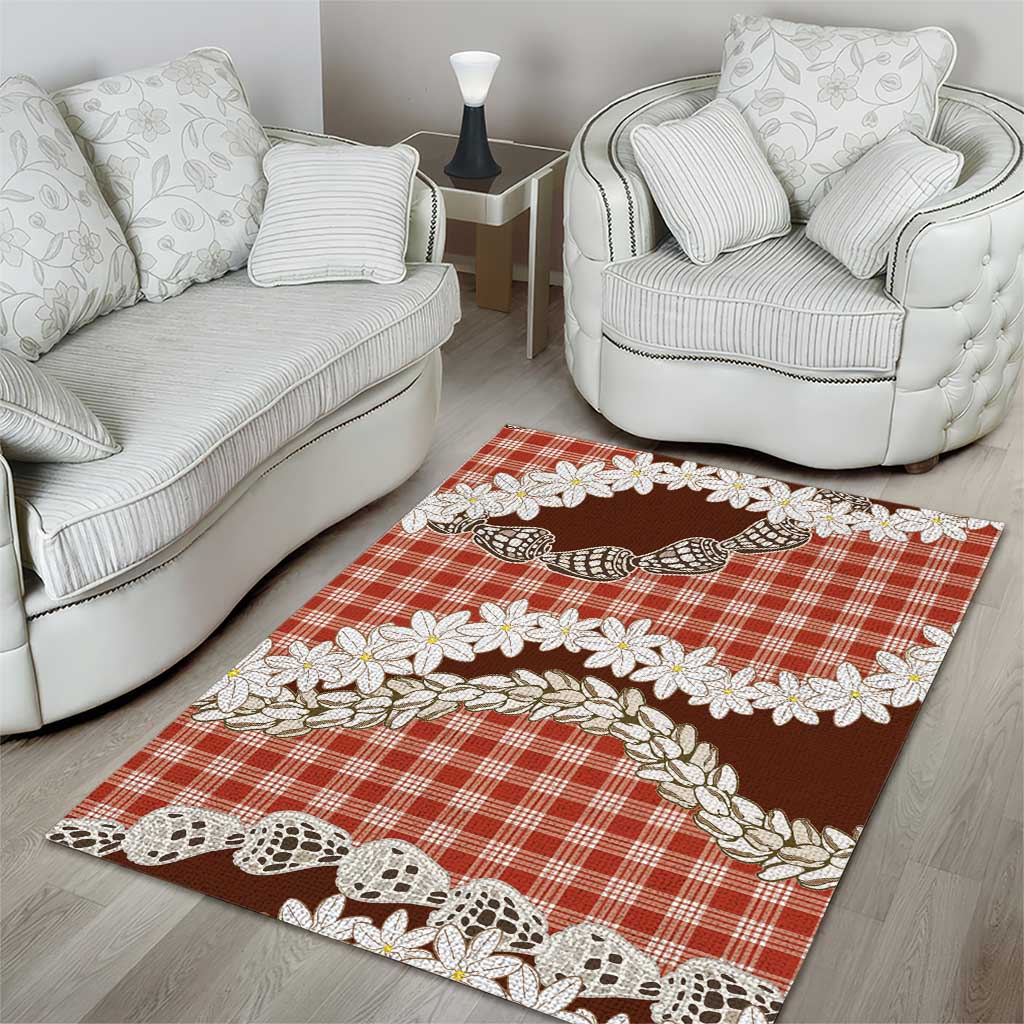 Red Hawaii Tiare and Shell Lei Area Rug Hawaiian Palaka Luxury Vibes LT14 - Polynesian Pride