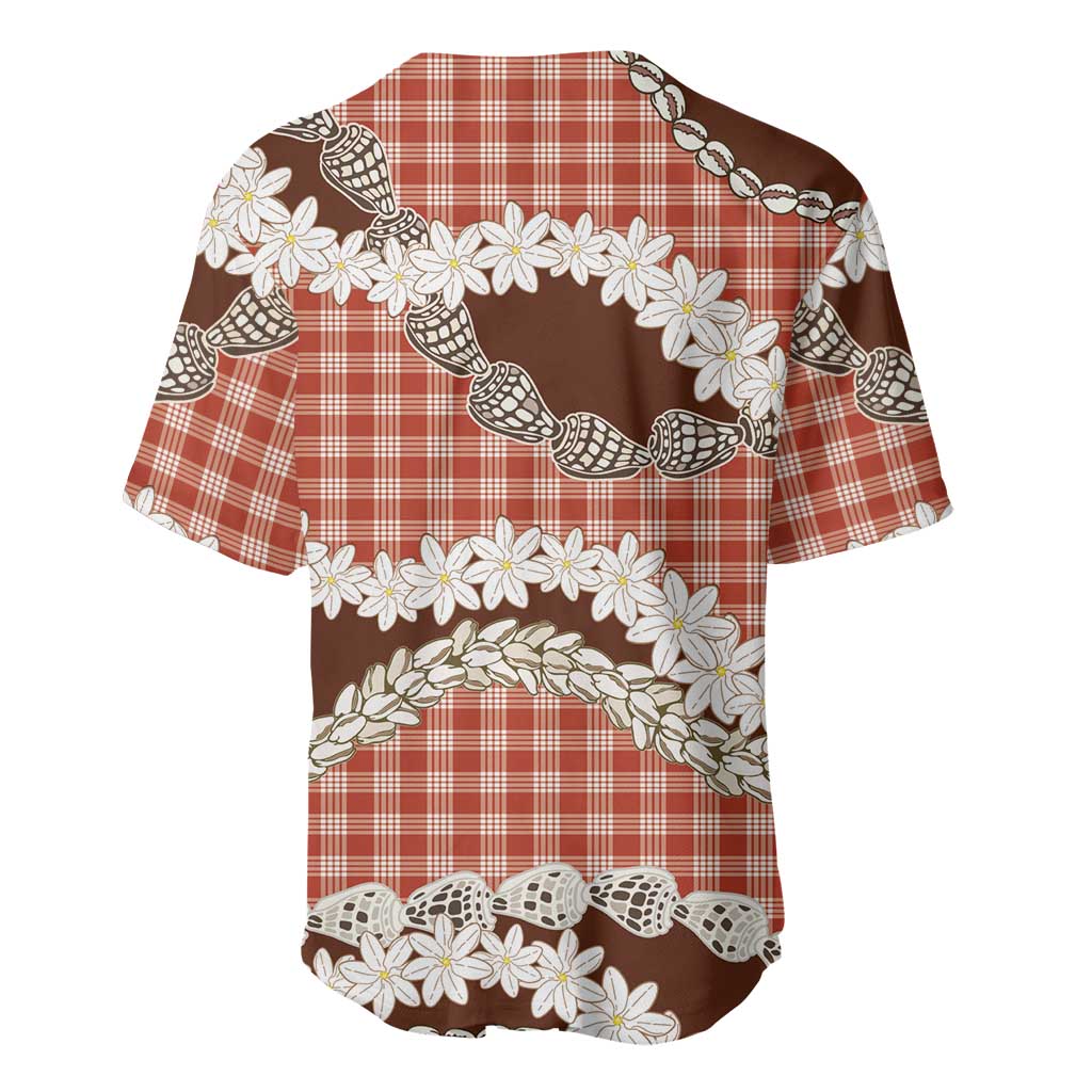 Red Hawaii Tiare and Shell Lei Baseball Jersey Hawaiian Palaka Luxury Vibes LT14 - Polynesian Pride