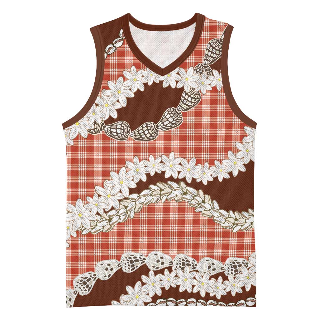 Red Hawaii Tiare and Shell Lei Basketball Jersey Hawaiian Palaka Luxury Vibes LT14 Unisex Red - Polynesian Pride