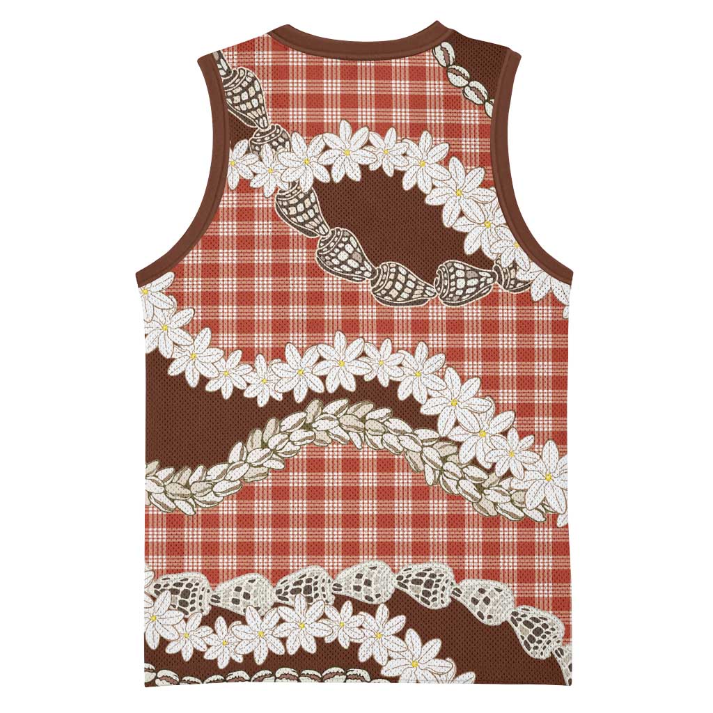 Red Hawaii Tiare and Shell Lei Basketball Jersey Hawaiian Palaka Luxury Vibes LT14 - Polynesian Pride