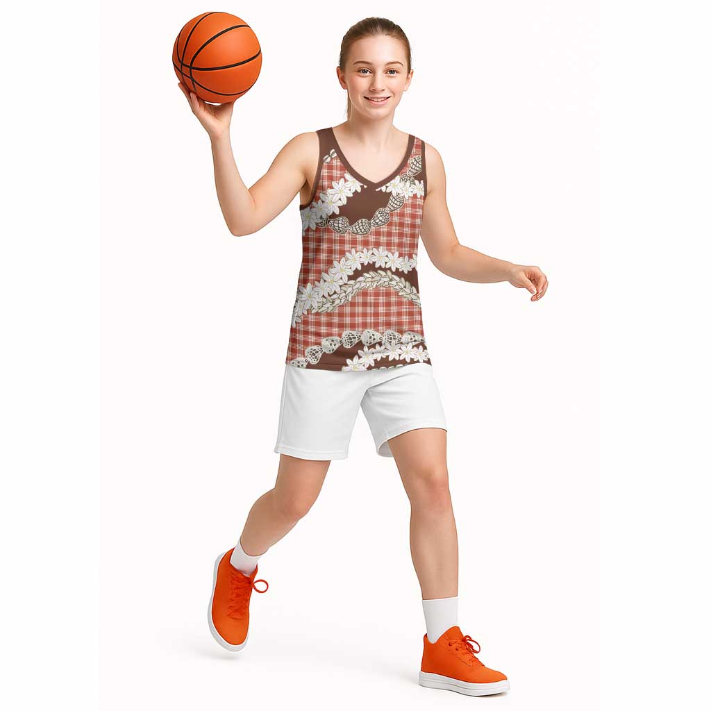 Red Hawaii Tiare and Shell Lei Basketball Jersey Hawaiian Palaka Luxury Vibes LT14 - Polynesian Pride