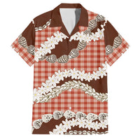 Red Hawaii Tiare and Shell Lei Family Matching Puletasi and Hawaiian Shirt Hawaiian Palaka Luxury Vibes - Polynesian Pride