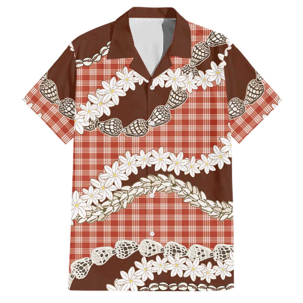 Red Hawaii Tiare and Shell Lei Family Matching Summer Maxi Dress and Hawaiian Shirt Hawaiian Palaka Luxury Vibes - Polynesian Pride