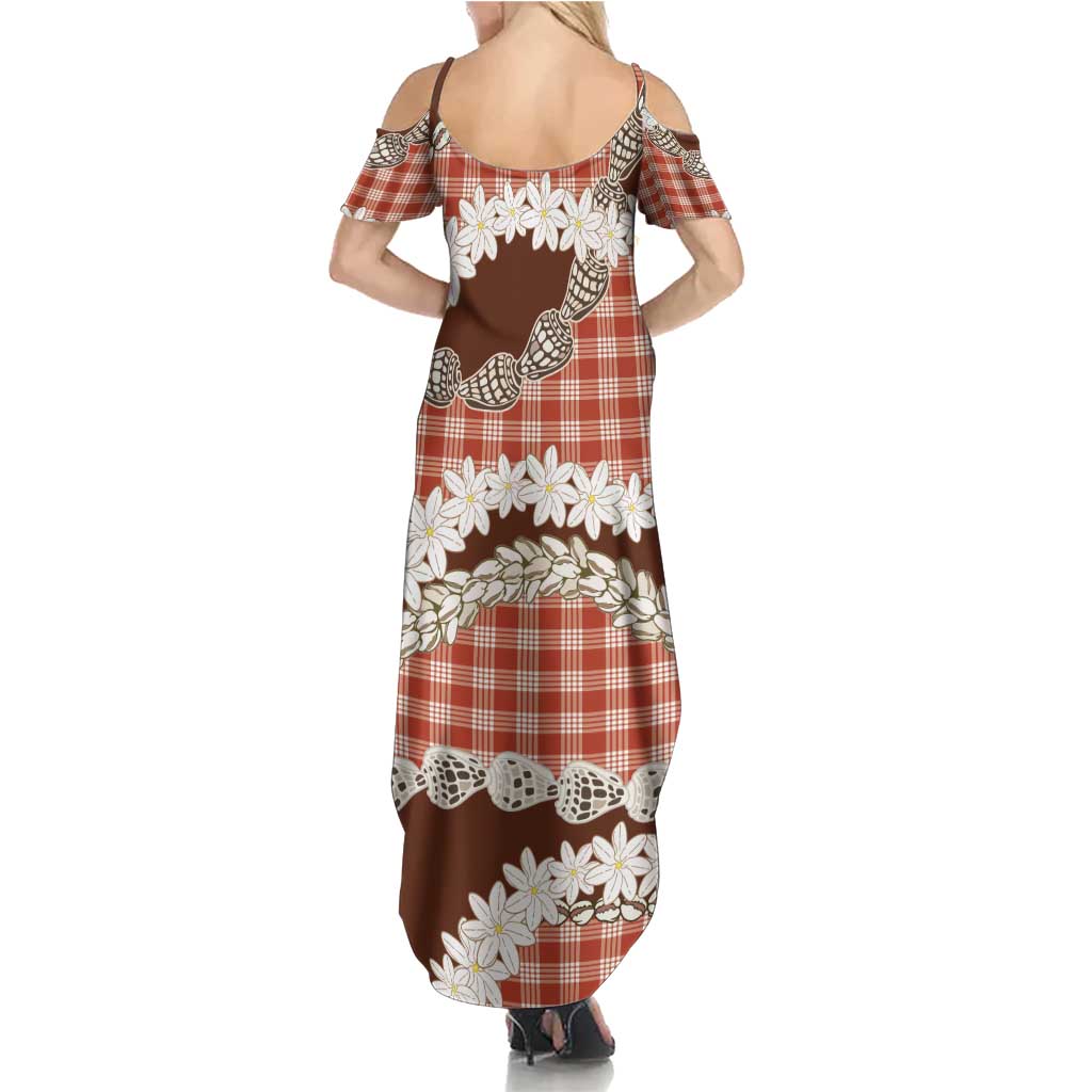 Red Hawaii Tiare and Shell Lei Family Matching Summer Maxi Dress and Hawaiian Shirt Hawaiian Palaka Luxury Vibes - Polynesian Pride