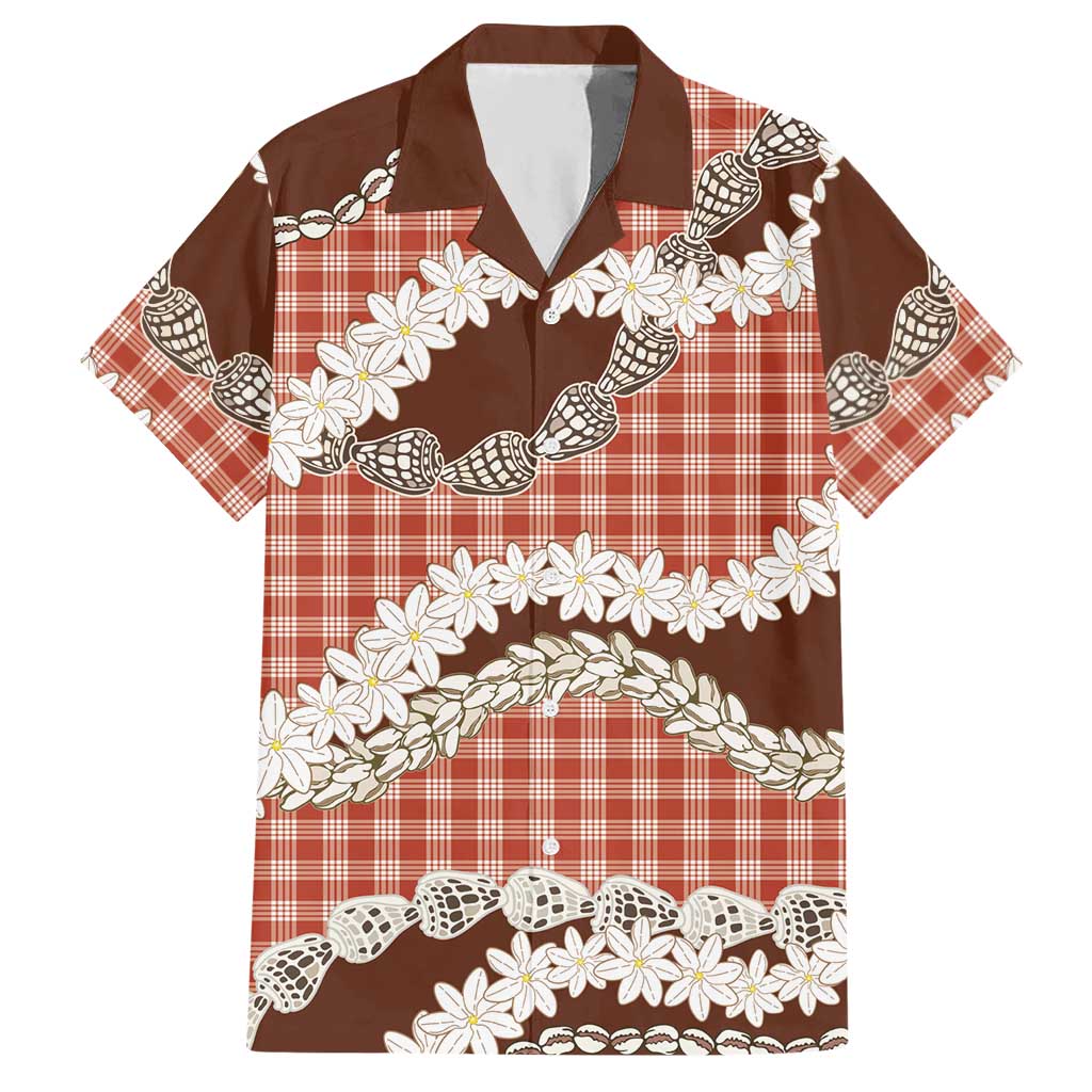 Red Hawaii Tiare and Shell Lei Hawaiian Shirt Hawaiian Palaka Luxury Vibes LT14 Red - Polynesian Pride